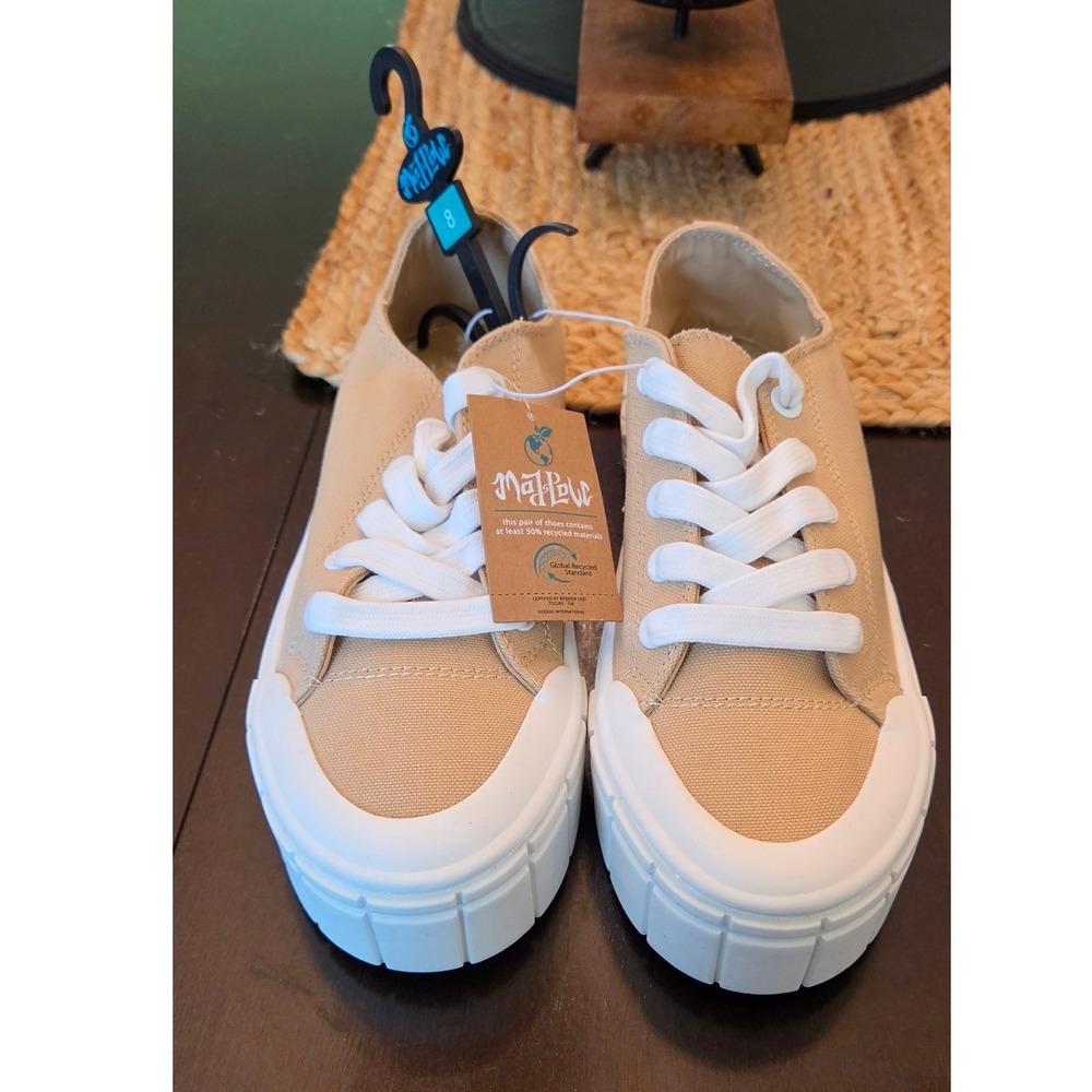 Mad Love Canvas Sneakers Womens 8 Tan New Recycled Materials Platform Lace Up